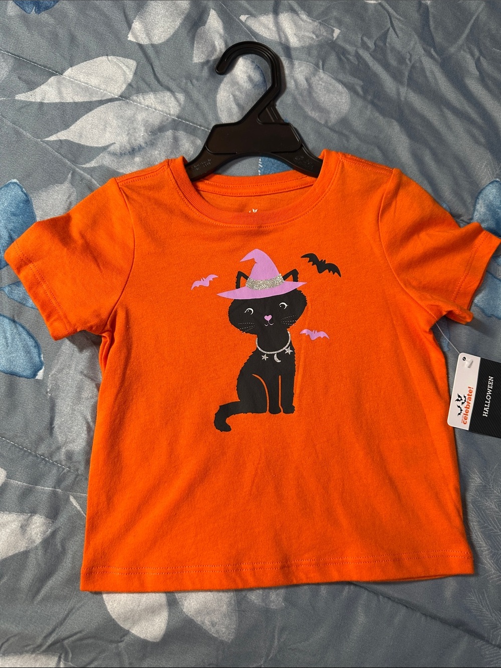 NWT Girls Celebrate Halloween Orange Cat Witch T-Shirt Sz 18 mos  🎃 🐈‍⬛